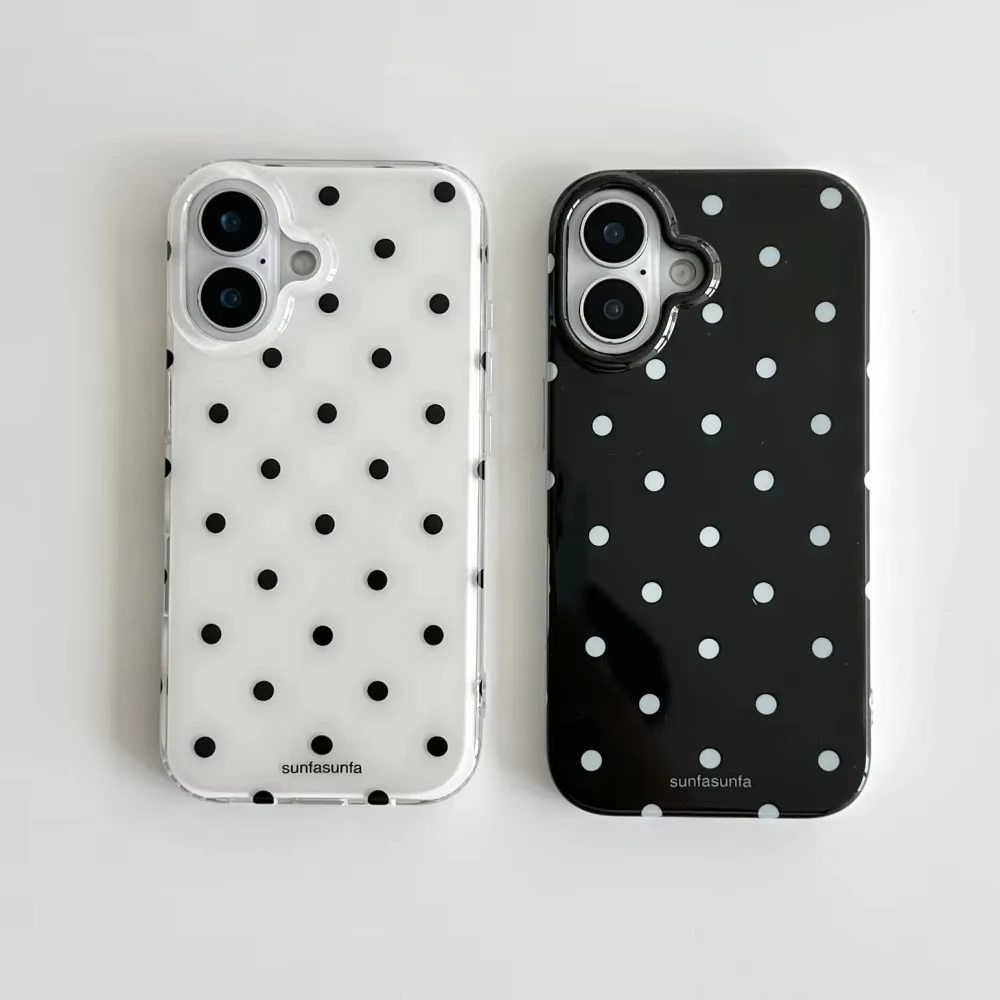 Phone Cases Polka Dot - الحد الأدنى أبيض وأسود منقطة جراب