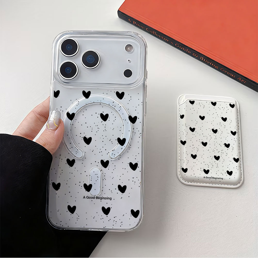 Phone Cases That Hold Cards - غطاء هاتف بتصميم قلب منقط بالكامل
