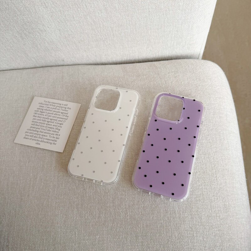 Phone Cases Polka Dot - جراب هاتف كوري أبيض وأرجواني بنقاط