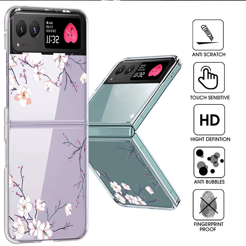 Phone Cases Hard - حافظة هاتف بنمط الزهور البيضاء لهاتف