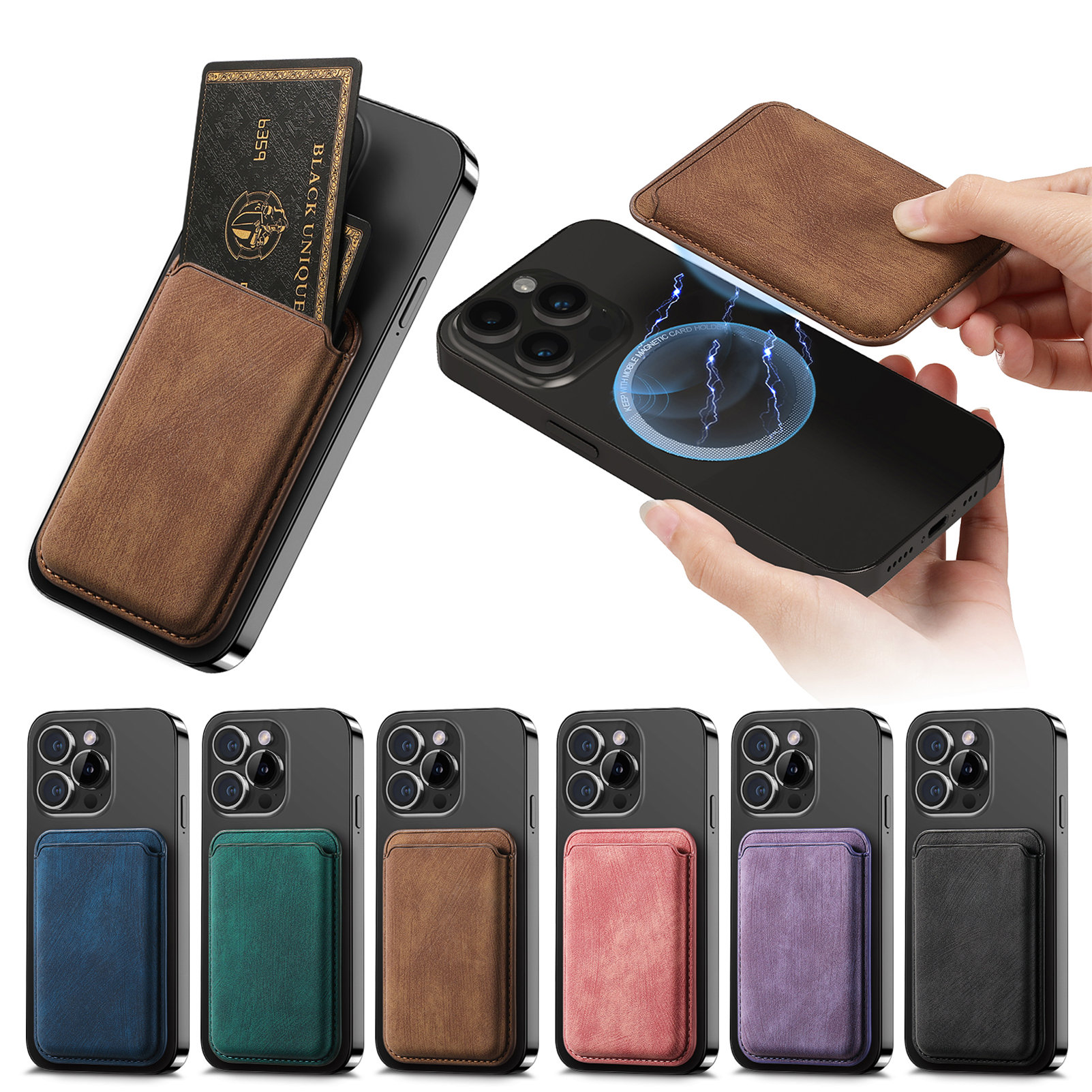 Phone Cases That Hold Cards - حقيبة بطاقات جلدية PU غير لامعة