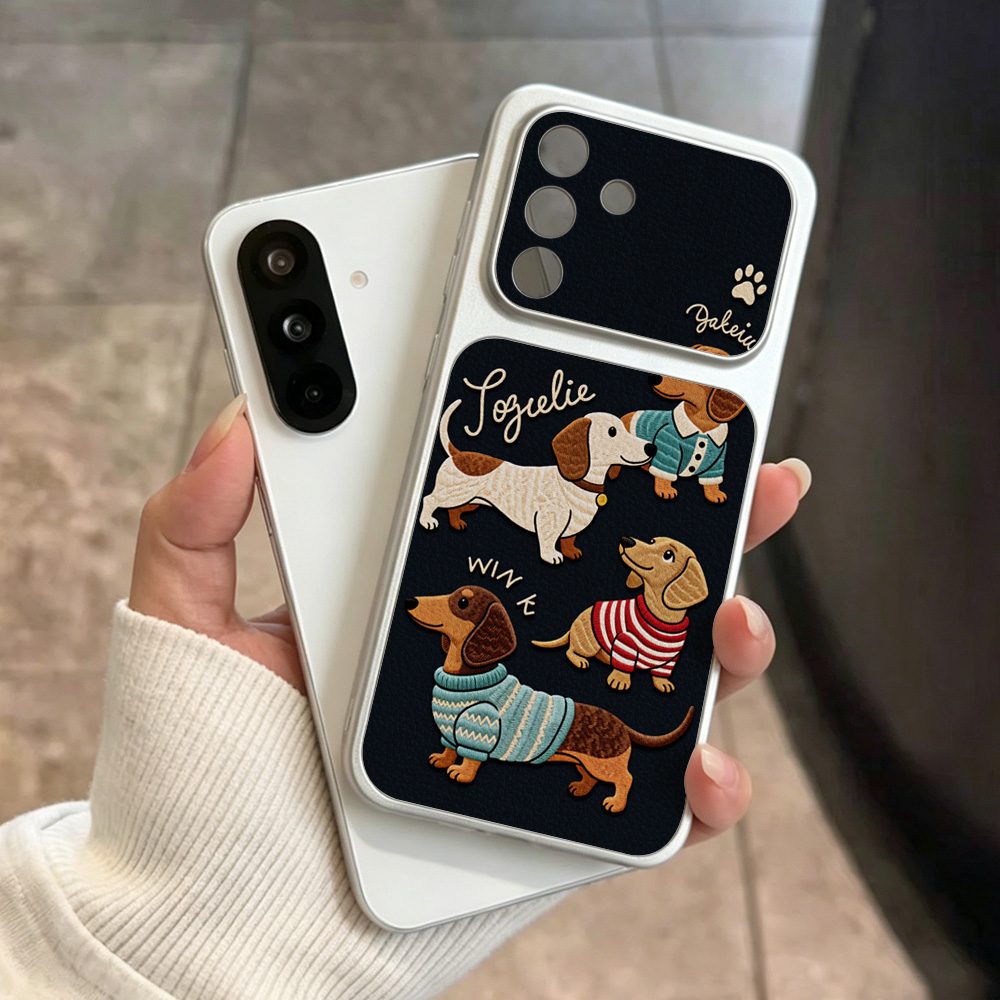 Phone Cases That Cover The Camera - جراب هاتف جلدي بتصميم جرو كرتوني