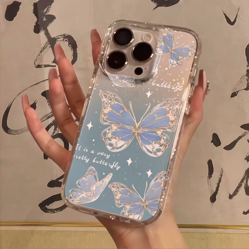 Phone Cases Best - غطاء هاتف فاخر بتصميم فراشة زرقاء