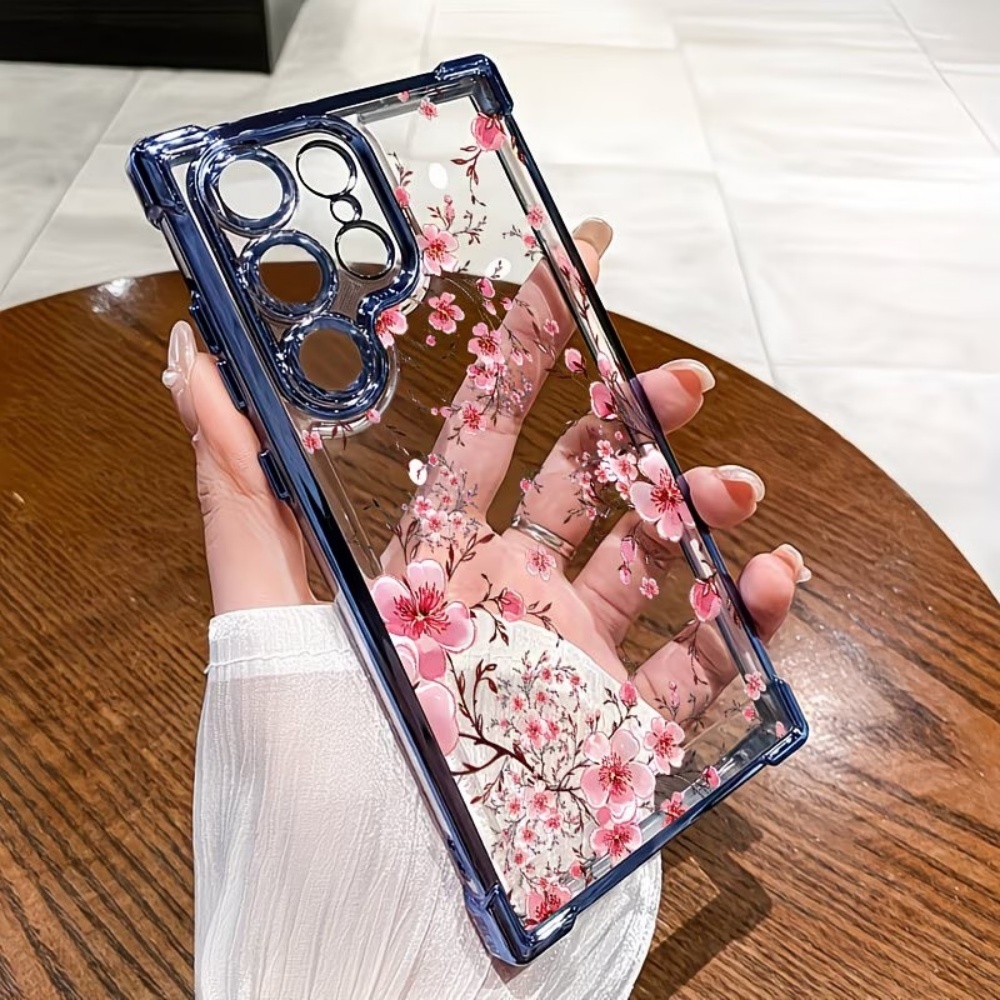 Phone Cases Samsung S25 Fe - غطاء هاتف مطلي بزهر الكرز مضاد