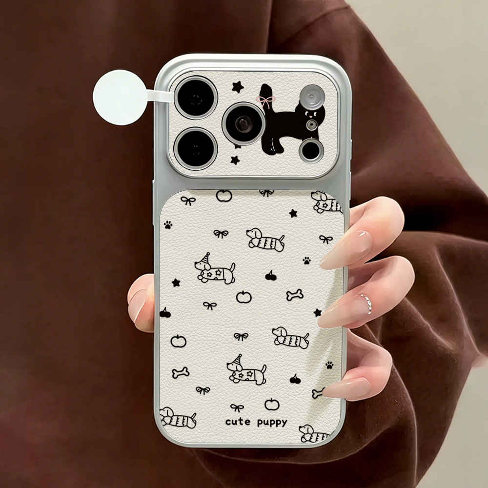 Phone Cases That Cover The Camera - جراب هاتف جلدي بتصميم جرو لطيف