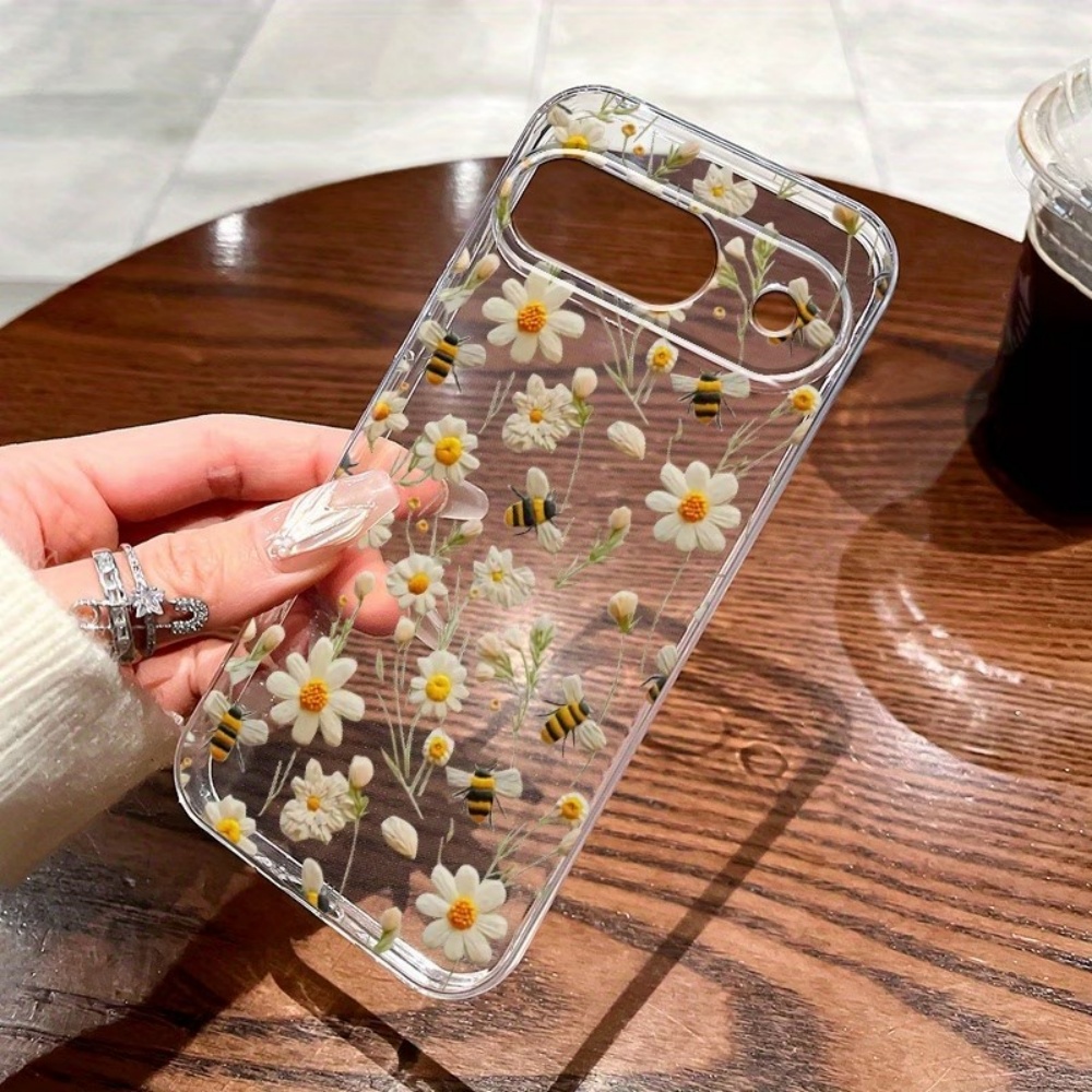 Google Pixel 9 - غطاء هاتف شفاف ناعم بنمط نحلة