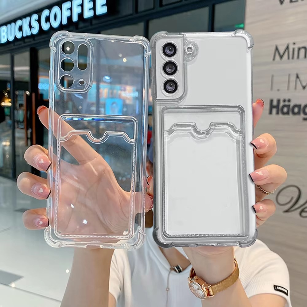 Phone Cases That Hold Cards - غطاء هاتف شفاف من السيليكون مع