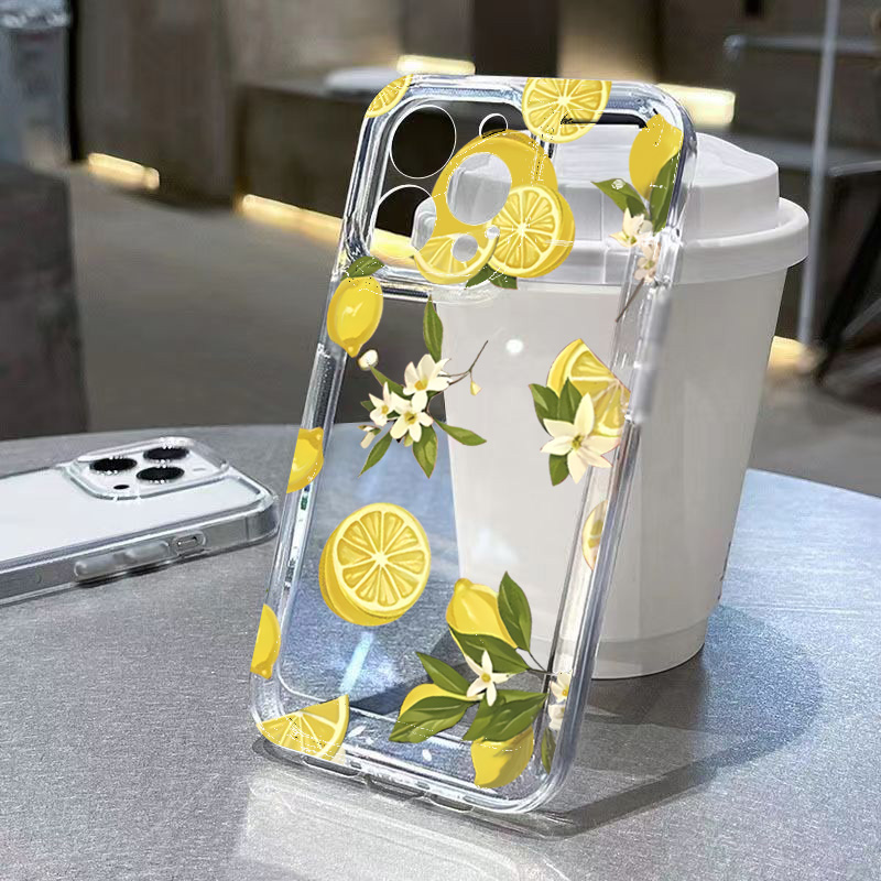 Phone Cases Samsung S25 Fe - الصيف الفاكهة الليمون زهرة واضح قضية