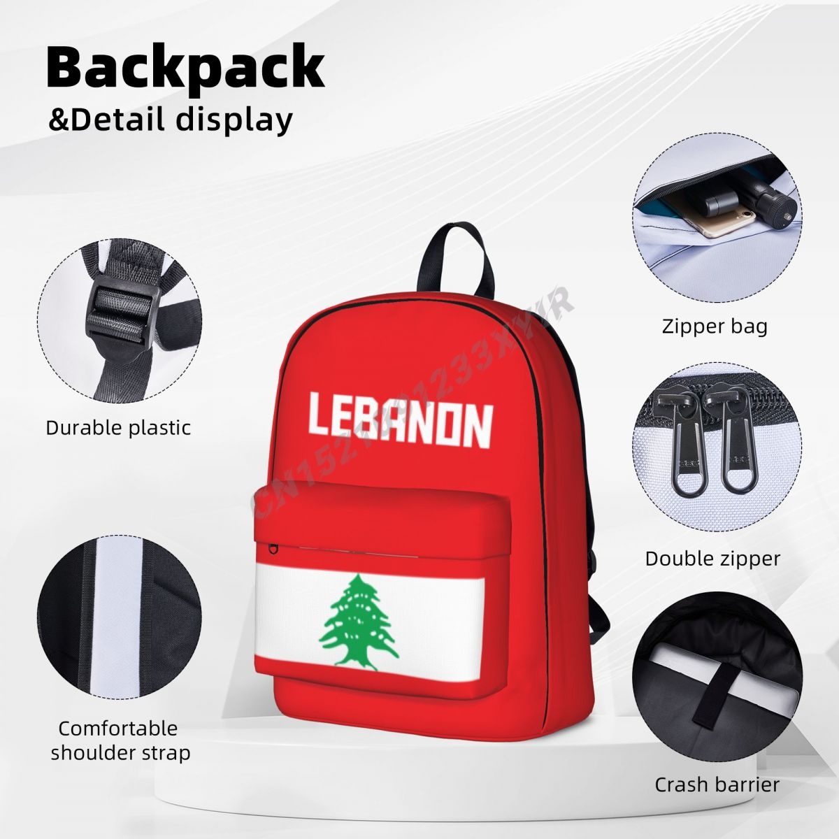 حقيبة ظهر للجنسين بعلم لبنان 1 - مراجعة Phone Cases Lebanon وسعره